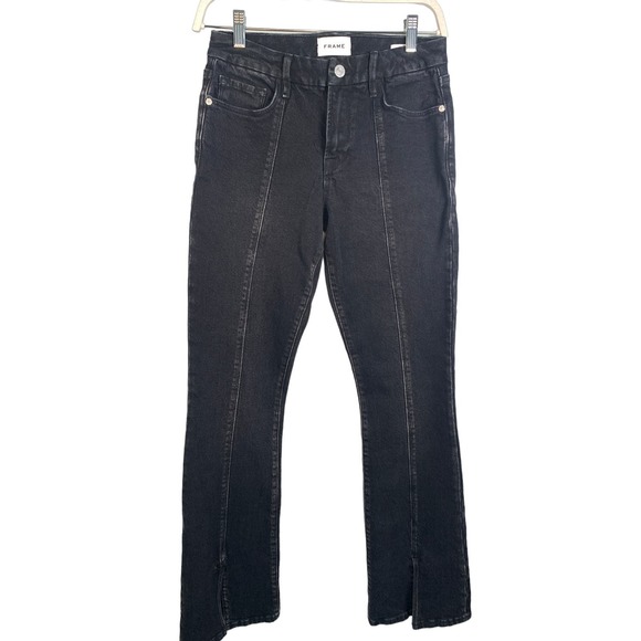 Frame‎ NWT Women's 26 Le Mini Boot Mid Rise Boot Cut Front Split Blacklake Jeans - Picture 1 of 9